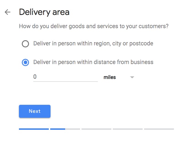 Delivery area in GMB
